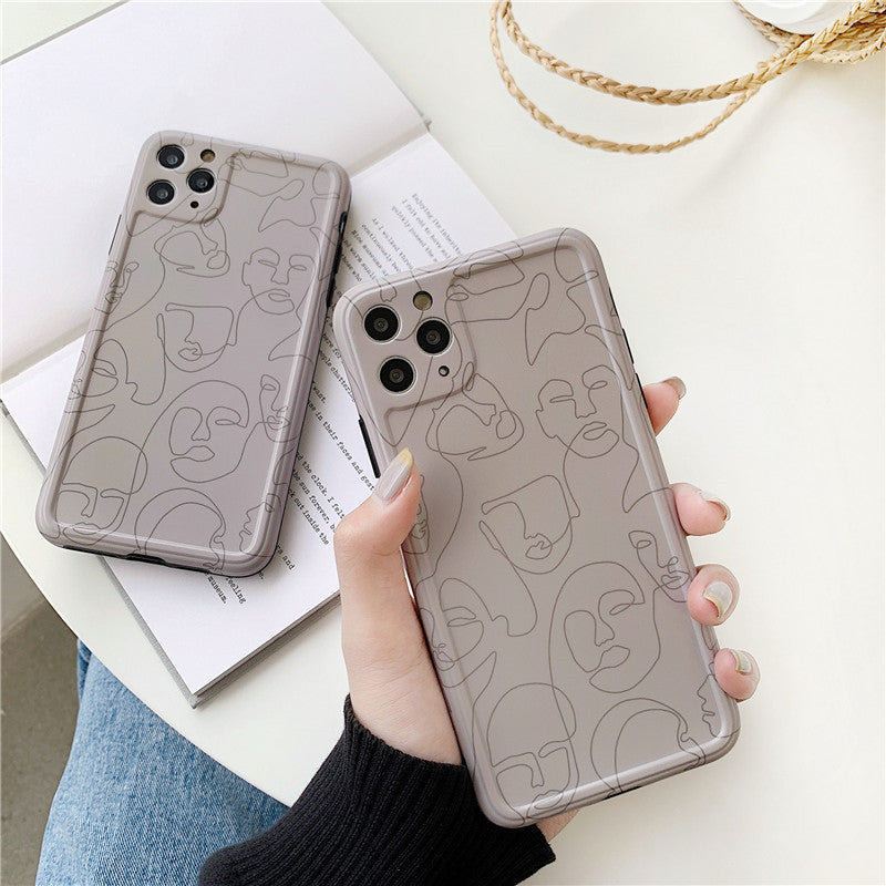 Compatible with Apple , Creative Personality Art Portrait Line Phone Case
