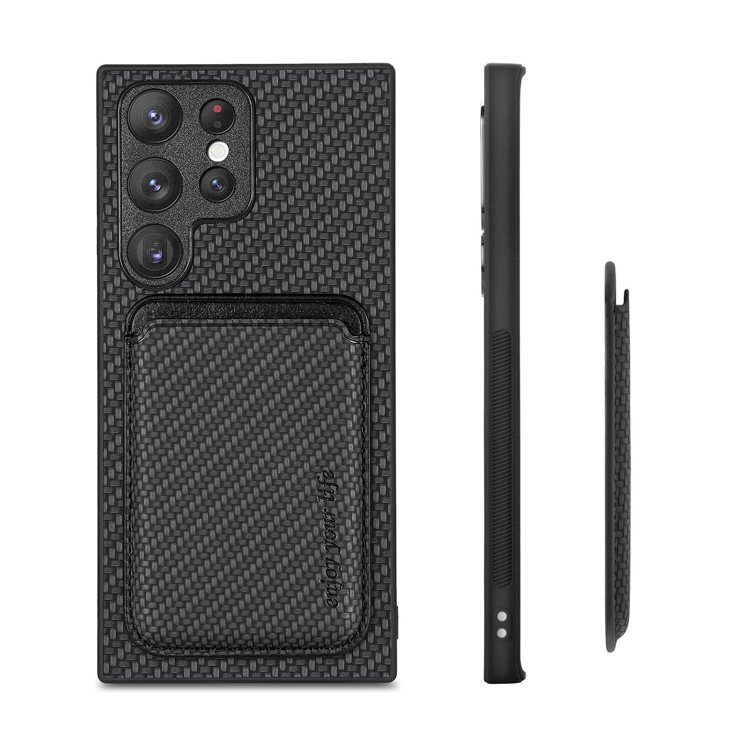 Suction Magsafe Two-in-one Card Holder Leather Phone Case