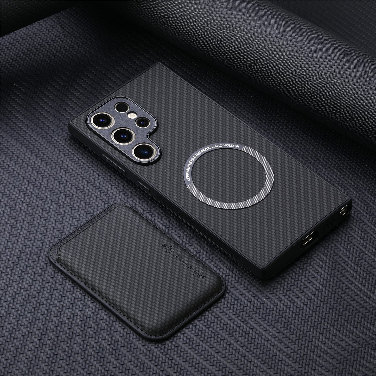 Suction Magsafe Two-in-one Card Holder Leather Phone Case