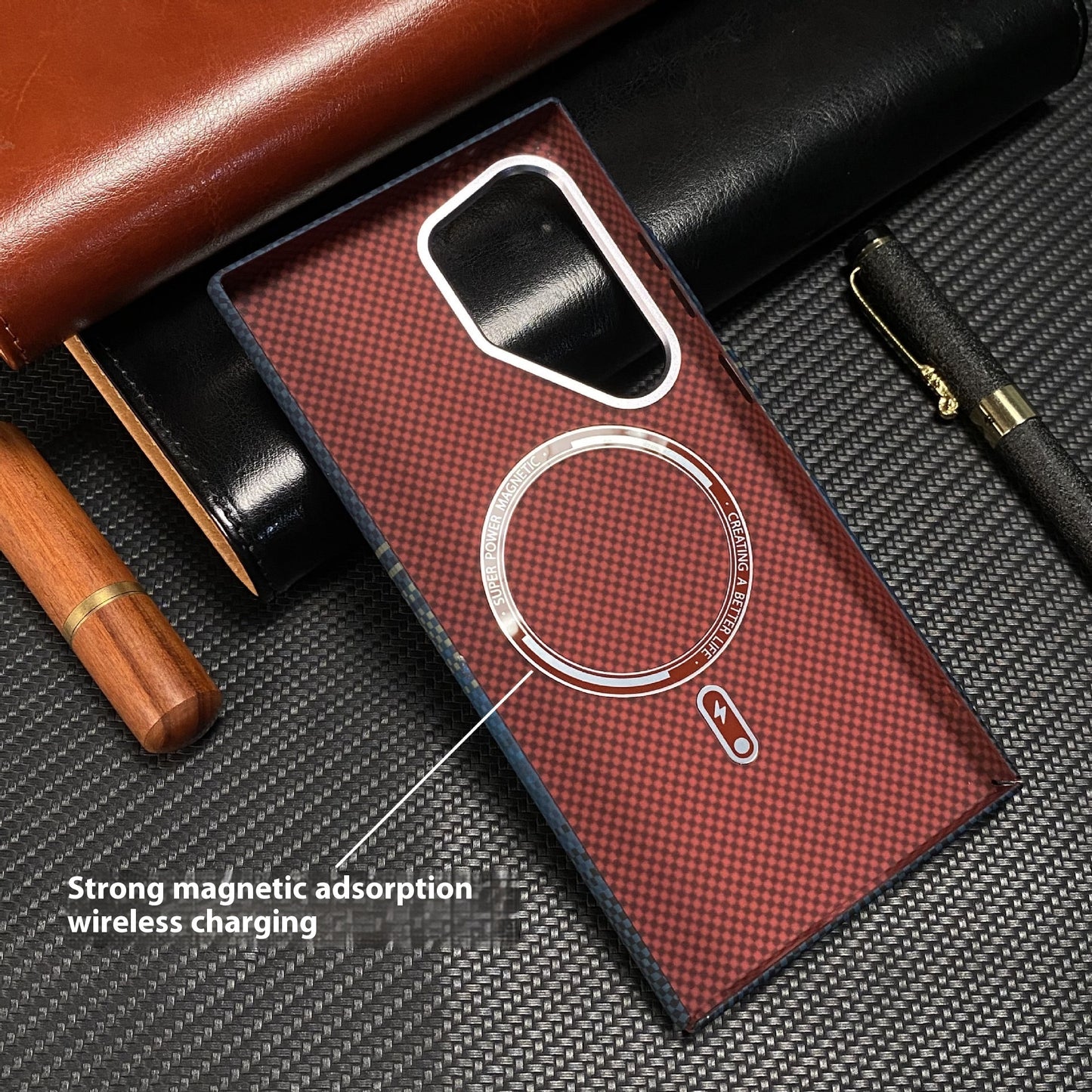 Sunset Moonrise Kevlar Carbon Fiber Magnetic PC Phone Case
