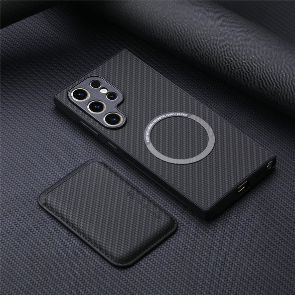 Suction Magsafe Two-in-one Card Holder Leather Phone Case