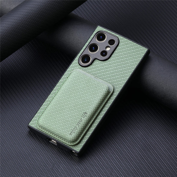 Suction Magsafe Two-in-one Card Holder Leather Phone Case