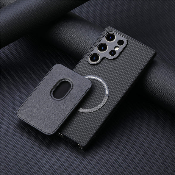 Suction Magsafe Two-in-one Card Holder Leather Phone Case