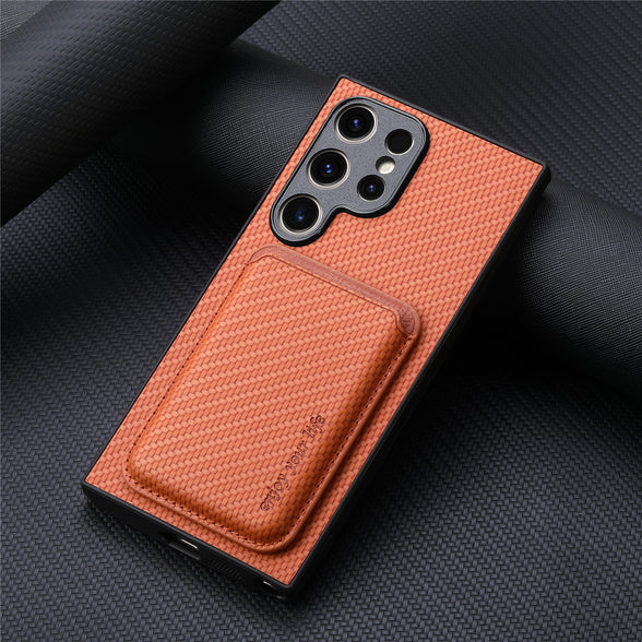 Suction Magsafe Two-in-one Card Holder Leather Phone Case